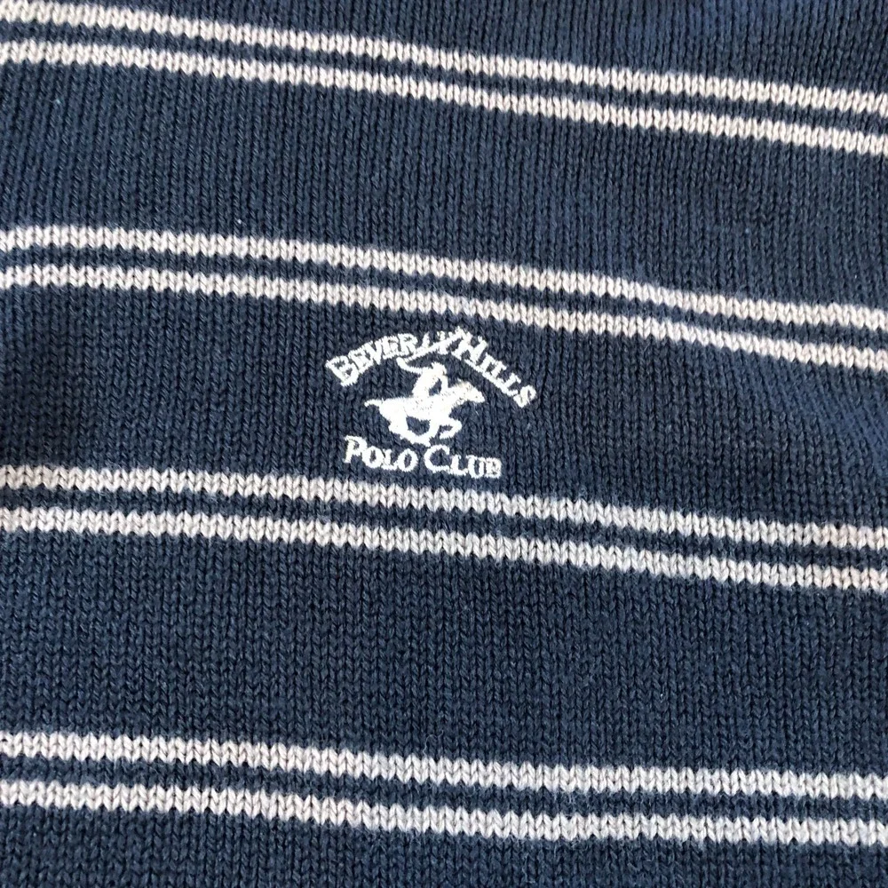 Beverly Hills‎ Polo Club Mens XL Gray Blue Stripe Sweater 1/4 Zip Preppy Resort - Picture 3 of 10